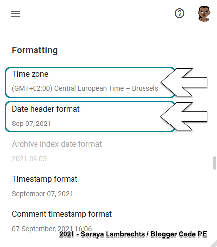 Choose the date header format and select the time zone.