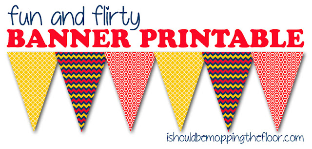 Free Fun and Flirty Printable Banner. Print as many as you like to create the length you desire. Fun colors in trendy graphic patterns. #freeprintables, #printablebanner, #trendypatterns