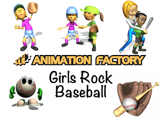 Clipart Image of a Girls Rock Baseball Animated Sticker Pack