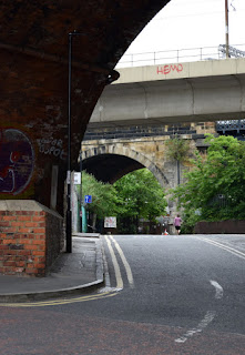 Stepney Road going under the three bridges over the Ouseburn.