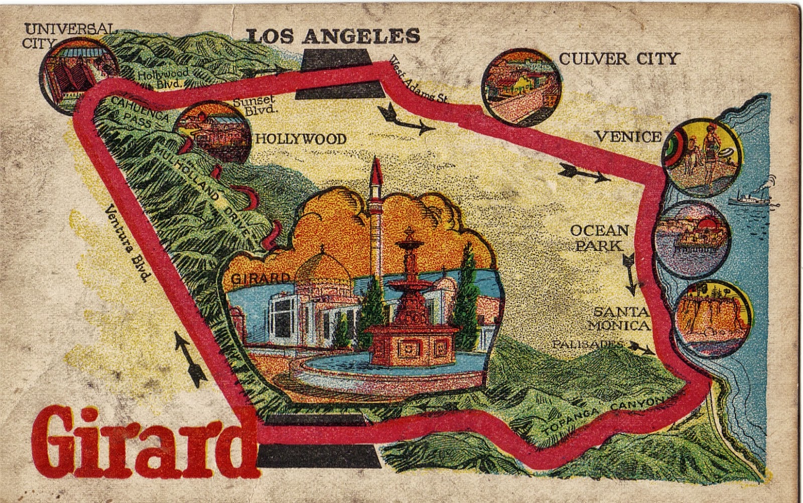 Map of Girard (Woodland Hills) Postcard San Fernando Valley Blog