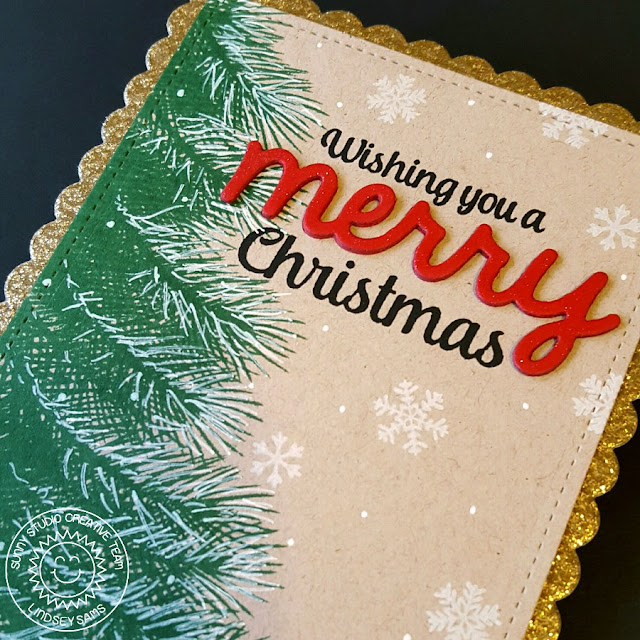 Sunny Studio Stamps: Holiday Style and Merry Sentiments Christmas Card by Lindsey Sams.