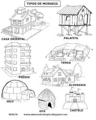 TIPOS%2BDE%2BMORADIAS - A História das Moradias - Atividades e Modelos de Casas