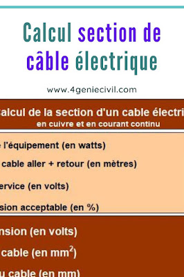 calcul section câble 12v, calcul section câble courant , continu calcul chute de tension section câble,
