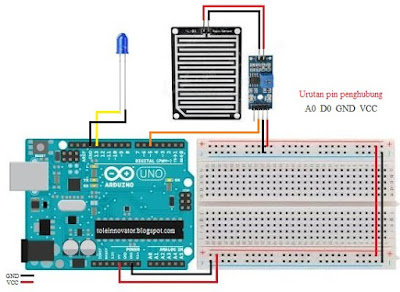 Rangkaian sensor hujan arduino pin digital