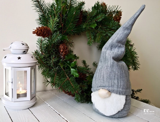 gnome, Christmas, Christmas decor, recycle,handmade, gray, Boże Narodzenie, gnom, skrzat, rękodzieło, 