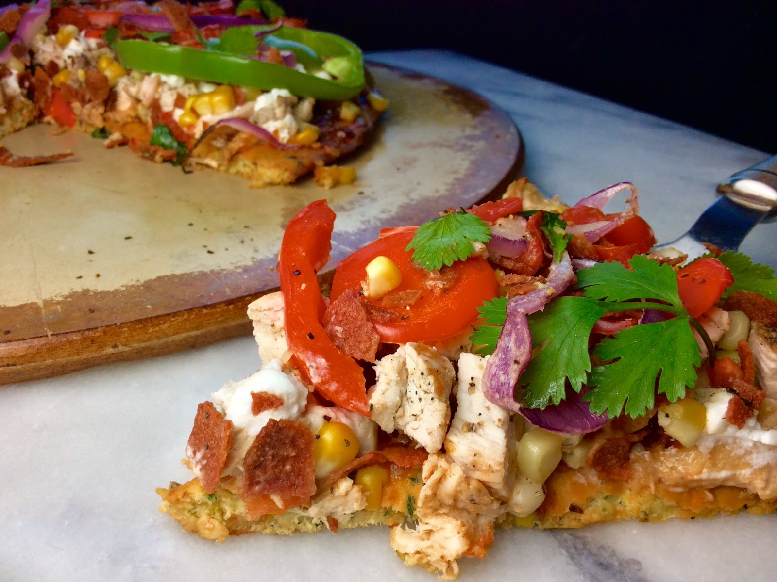 Food Fitness by Paige Barbecue Chicken Zucchini Pizza