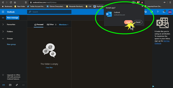 ติดตั้ง Outlook.com-as-PWA