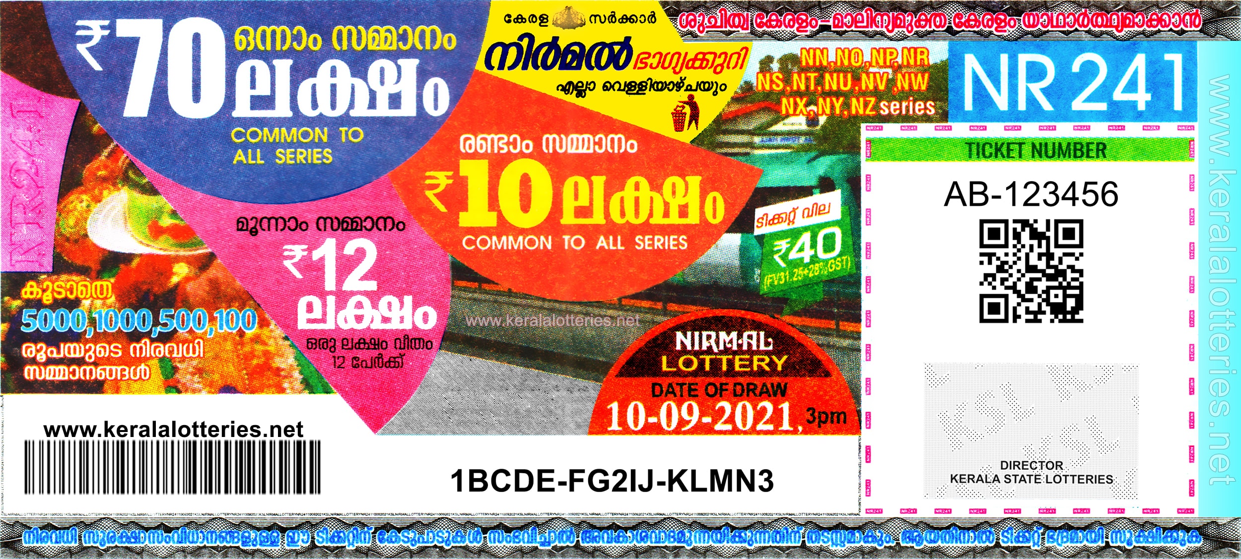 Kerala Lotteries Results 10092021 Nirmal NR241 Lottery Result LIVE