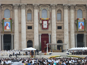 The Basilica of St Peter, in readiness for the joint-canonisation of Popes John XXIII and John Paul II in 2014