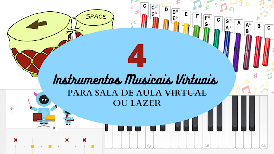 4 Instrumentos Musicais Virtuais - para sala de aula virtual - Clave de C
