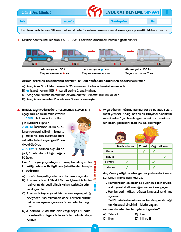 6. Sınıf Denemeler / EVDEKAL DENEMELERİ