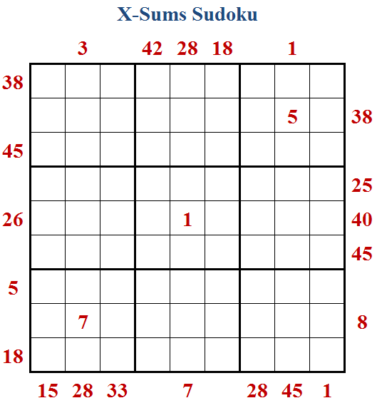 X-Sums Sudoku (Fun With Sudoku #210)