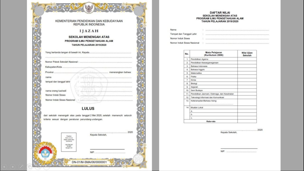 Spesifikasi Teknis Dan Bentuk Blangko Ijazah Sd Smp Sma Dan Smk Tahun Pelajaran 2019 2020 Datadikdasmen Com