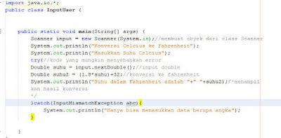 contoh penerapan try catch java