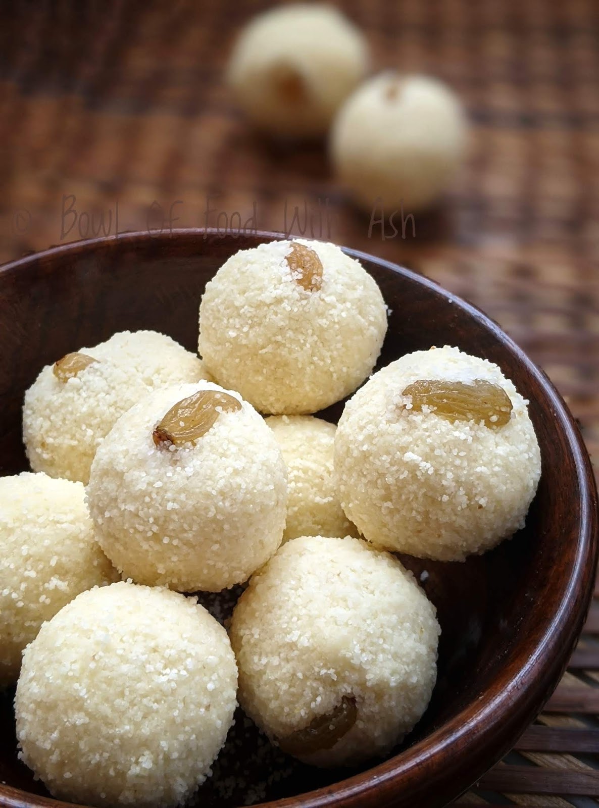 Bowl Of Food With Ash Rava ladoo recipe How to make