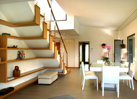 interior living room area with interior stairs photo