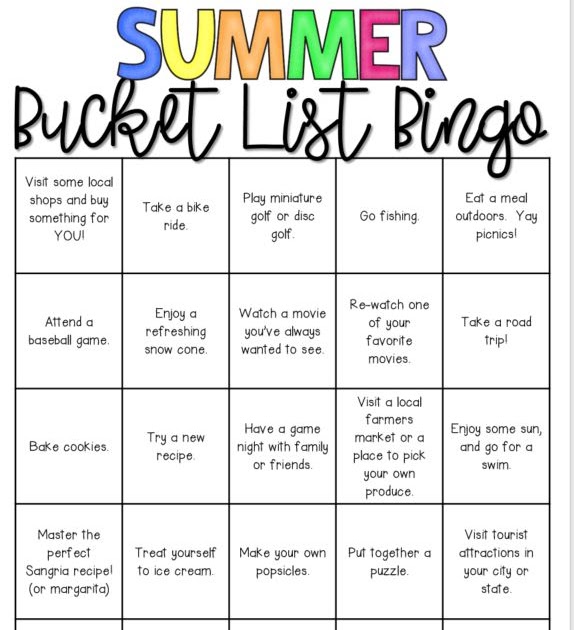 Mind Sparks Summer Bucket List Teacher Edition