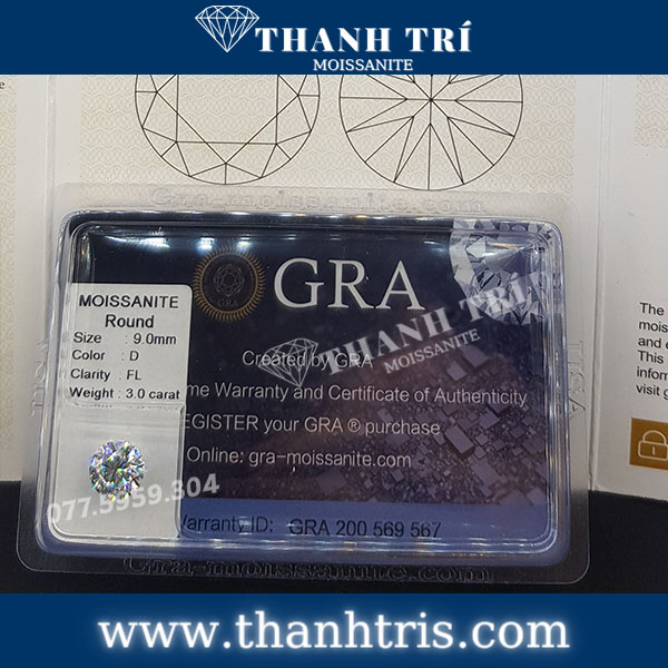 Kim cương Moissanite Round 9ly