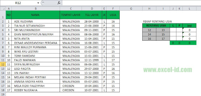 cara hitung usia di excel