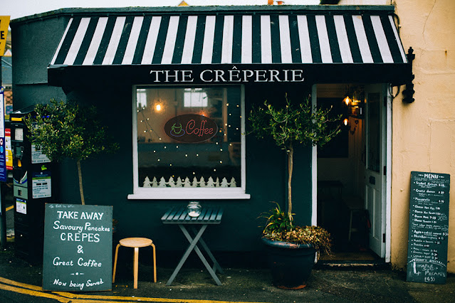 The Creperie with a Coffee LED sign