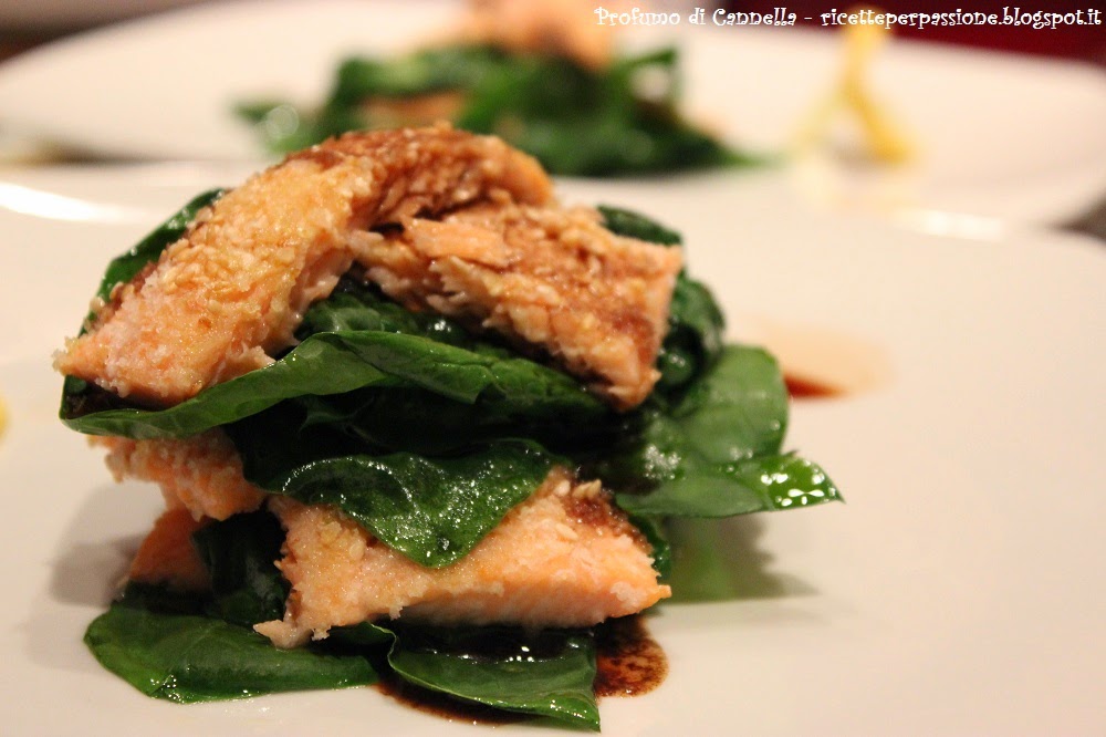 millefoglie di trota salmonata e spinaci freschi - la quiete dopo la tempesta