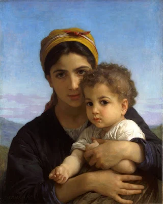 Young Girl and Child painting William Adolphe Bouguereau