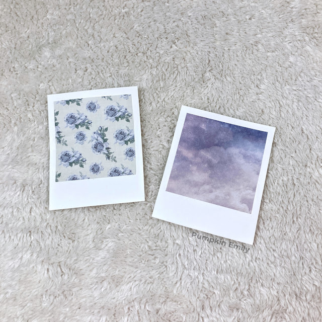 Polaroids made with scrapbook and cardstock paper.