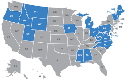 The 17 liquor control states of the USA