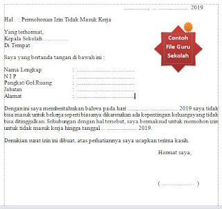 Contoh File Surat Izin Sekolah Berhalangan Hadir Untuk Guru Pns Asn Data Guru