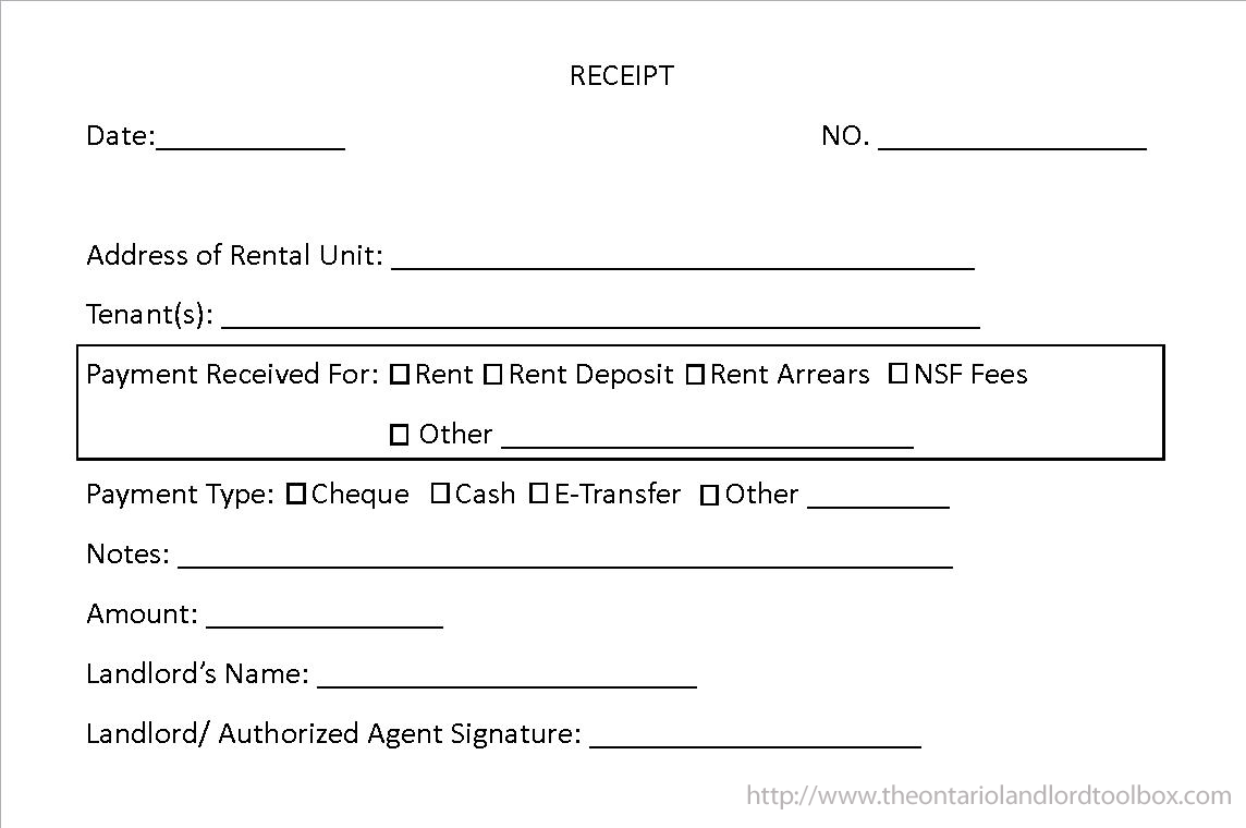 Yearly Rental Receipt Template