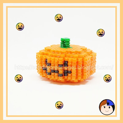 Calabaza 3D con Hama Beads o bolitas similares