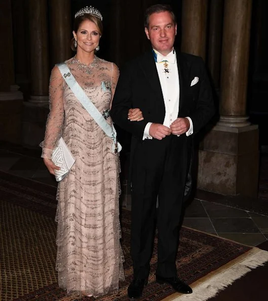 King Carl Gustaf and Queen Silvia hosted the traditional dinner for this year's Nobel winners at Royal Palace. Crown Princess Victoria, Prince Carl Philip, Princess Sofia, Princess Madeleine