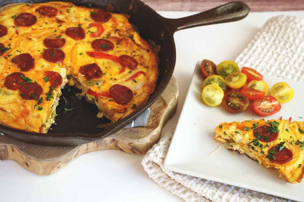 Tortilla de verduras al horno con chorizo picante Dime la receta