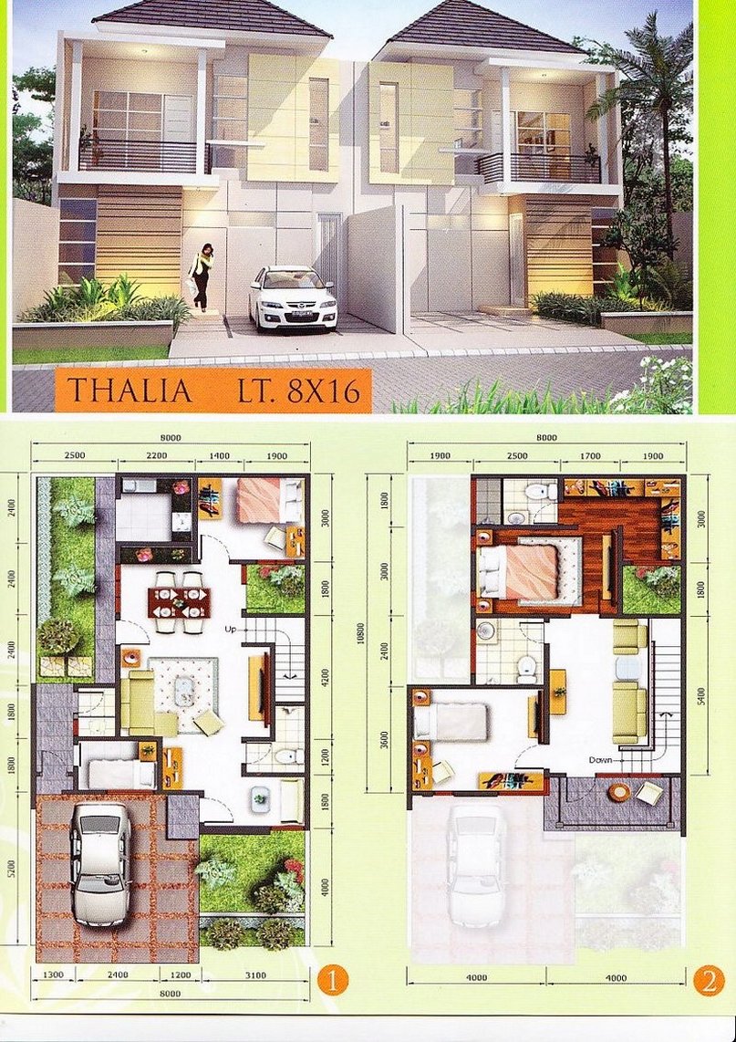 4 GAMBAR DENAH RUMAH 9X9 M 1 2 LANTAI TAMPAK MODERN | MODELRUMAHE.com