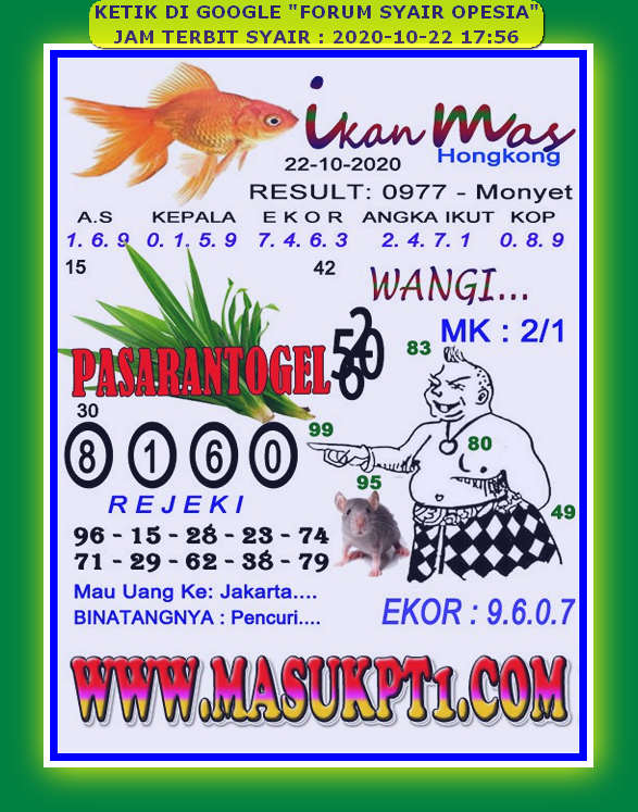 Syair HK Kamis 22 oktober 2020 Royal Syair