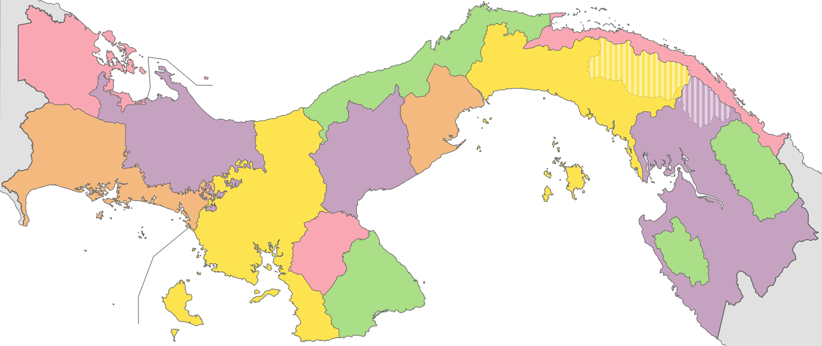 Mapa De Mapa De Panamá Division Politica Con Colores