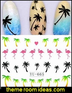 Hawaii Palm Tree Flamingo Beach Water Transfer Sticker Nail Art Tips Decals Wrap Hawaii Palm Tree Flamingo Beach Water Transfer Sticker Nail Art Tips Decals Wrap