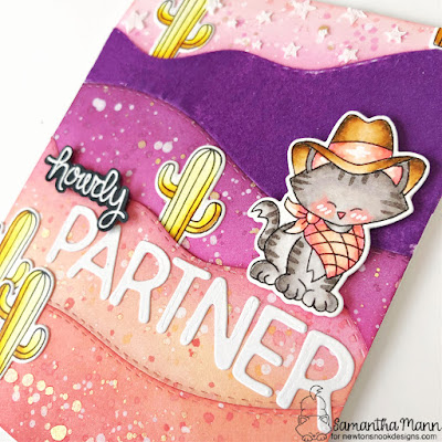 Howdy Partner Card by Samantha Mann for Newton's Nook Designs, Western, Cards, Card Making, Handmade Cards, Distress Inks, Ink Blending, #newtonsnook #newtonsnookdesigns #distressinks #inkblending #howdy #cardmaking