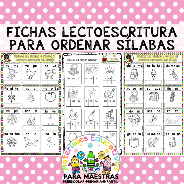 Fichas Lectoescritura para Ordenar Sílabas | Materiales Educativos para ...