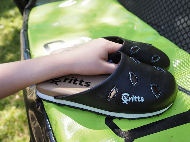 Critts slip on shoes and trampoline