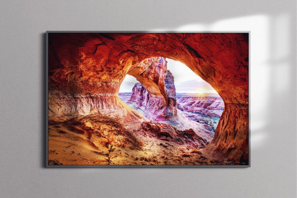 wall art print of some sandstone rock caves and sunshine