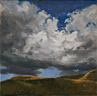 Cloudscape, atmospheric. scotland, original oil painting, small square painting