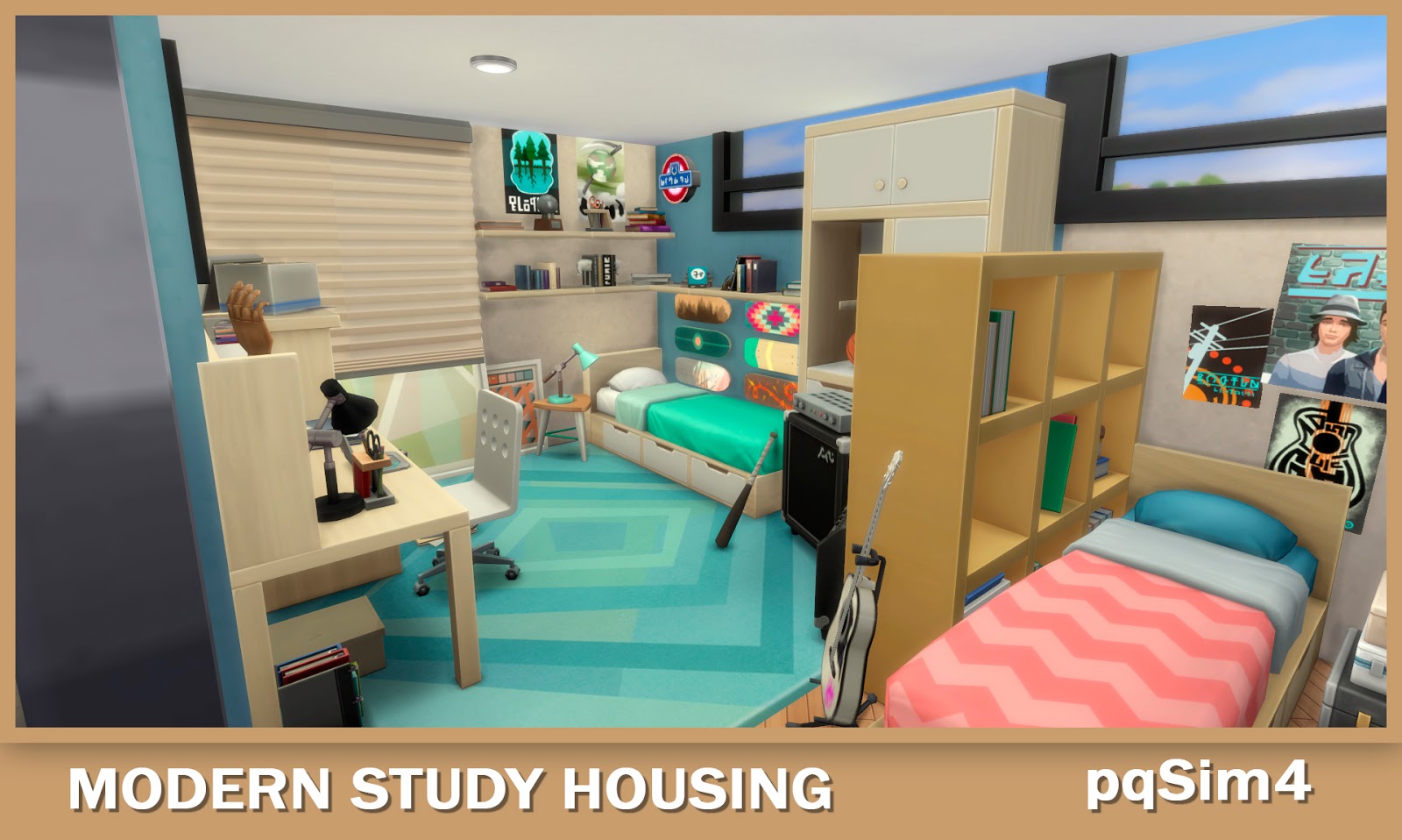 NO CC. Modern Student Housing. The Sims 4 Speed Build.