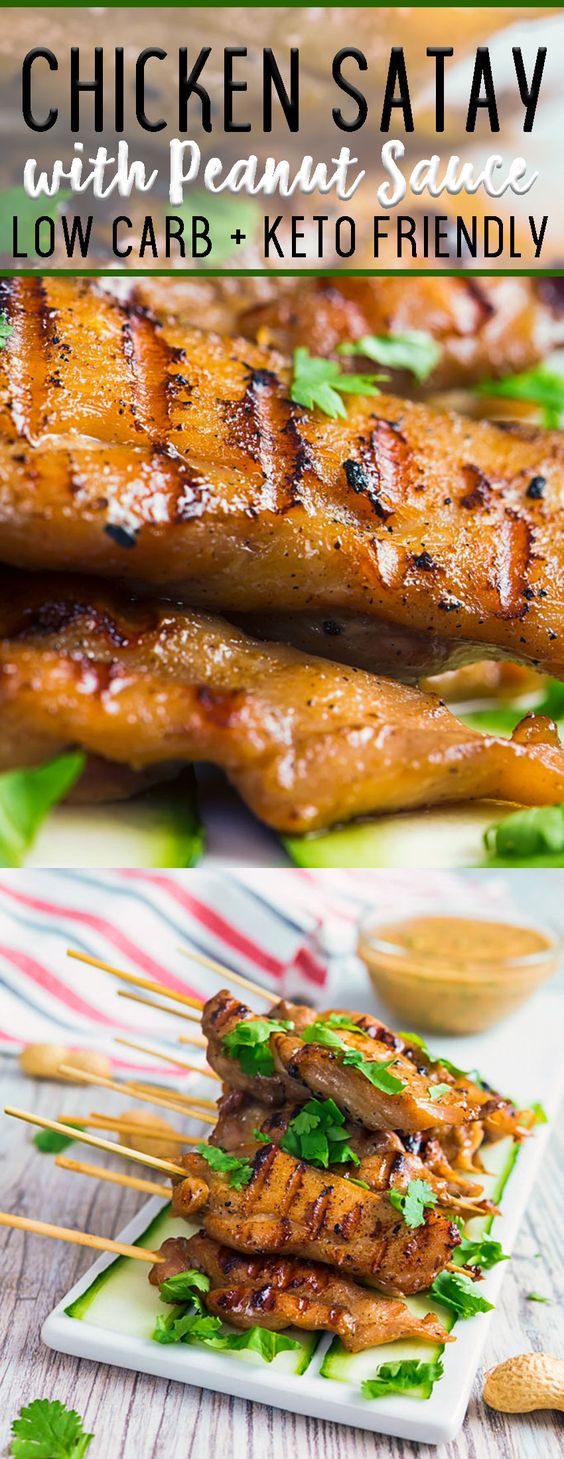 Keto Chicken Satay with Peanut Dipping Sauce BEST FOOD