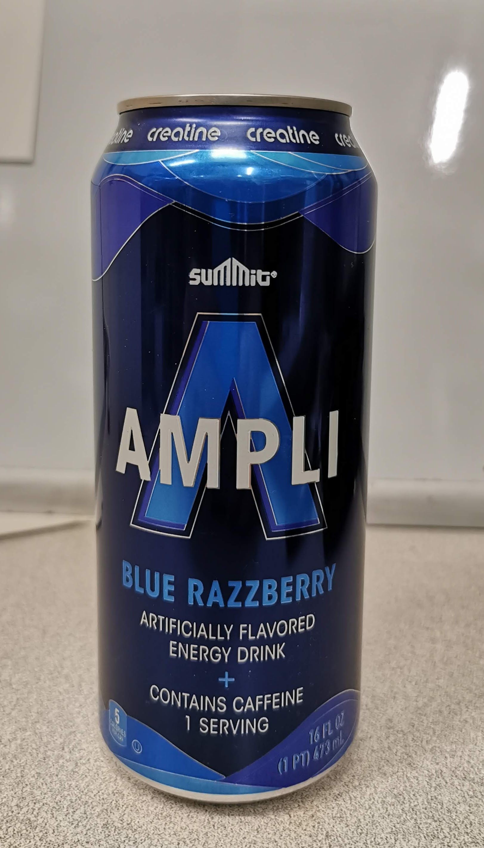 Summit Ampli Blue Razzberry Flavored Energy Drink (Aldi)
