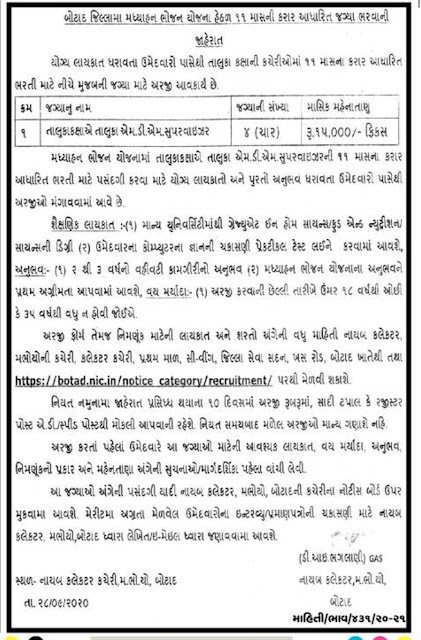 Mid Day Meal Botad Recruitment