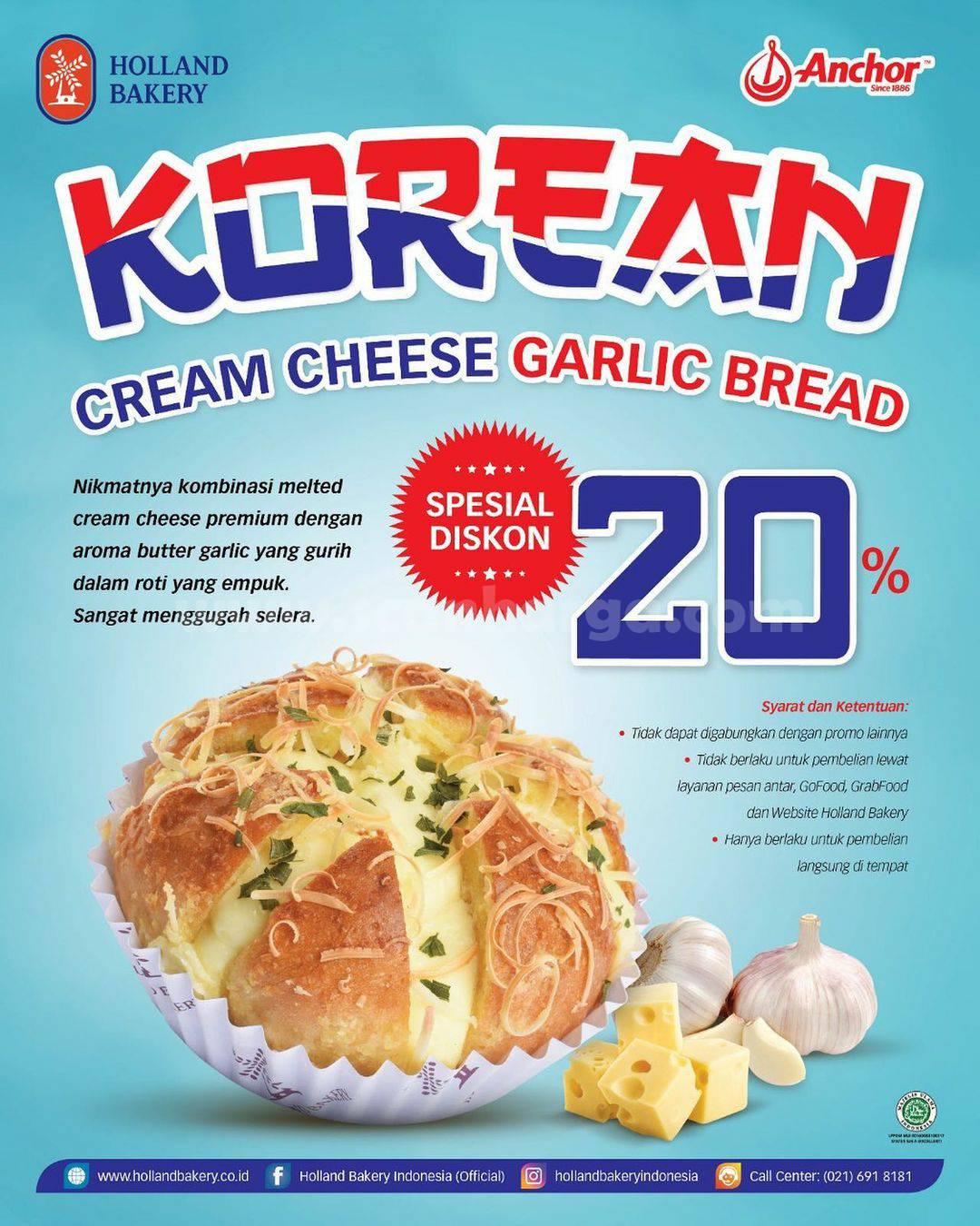 Holland Bakery Promo Harga Spesial untuk Korean Cheese Garlic Bread