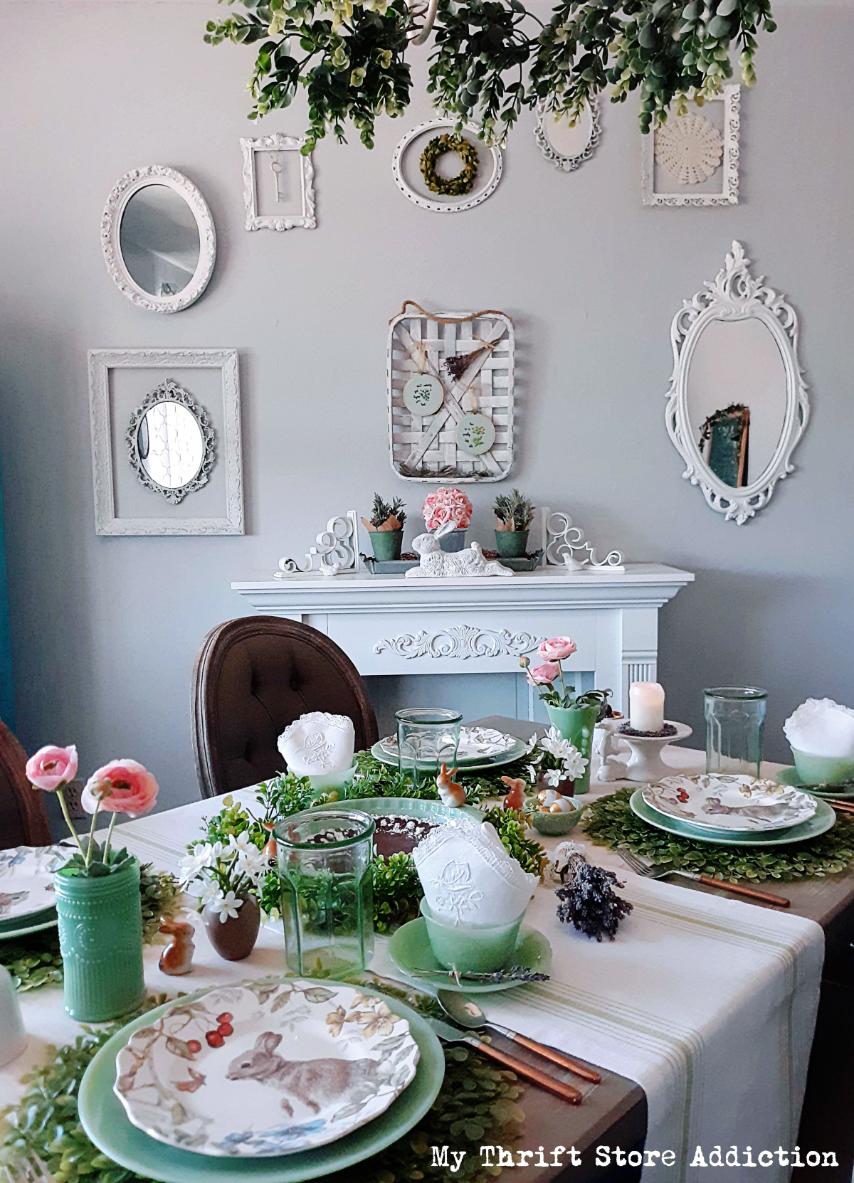 whimsical vintage Easter tablescape