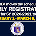 Early Registration for SY 2020-2021 moved to Feb. 1 - March 6, 2020